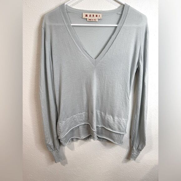 Marni V Neck Sweater, 100% Cashmere, Lightweight, Size 42 (US 6) - Picture 1 of 5